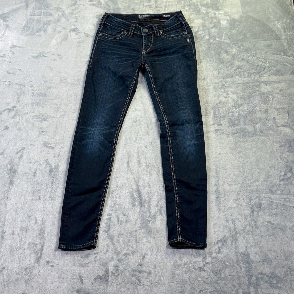 Silver Jeans Co Suki Mid Super Skinny Dark Wash Denim Jeans L93017SSF473 W26 L31
